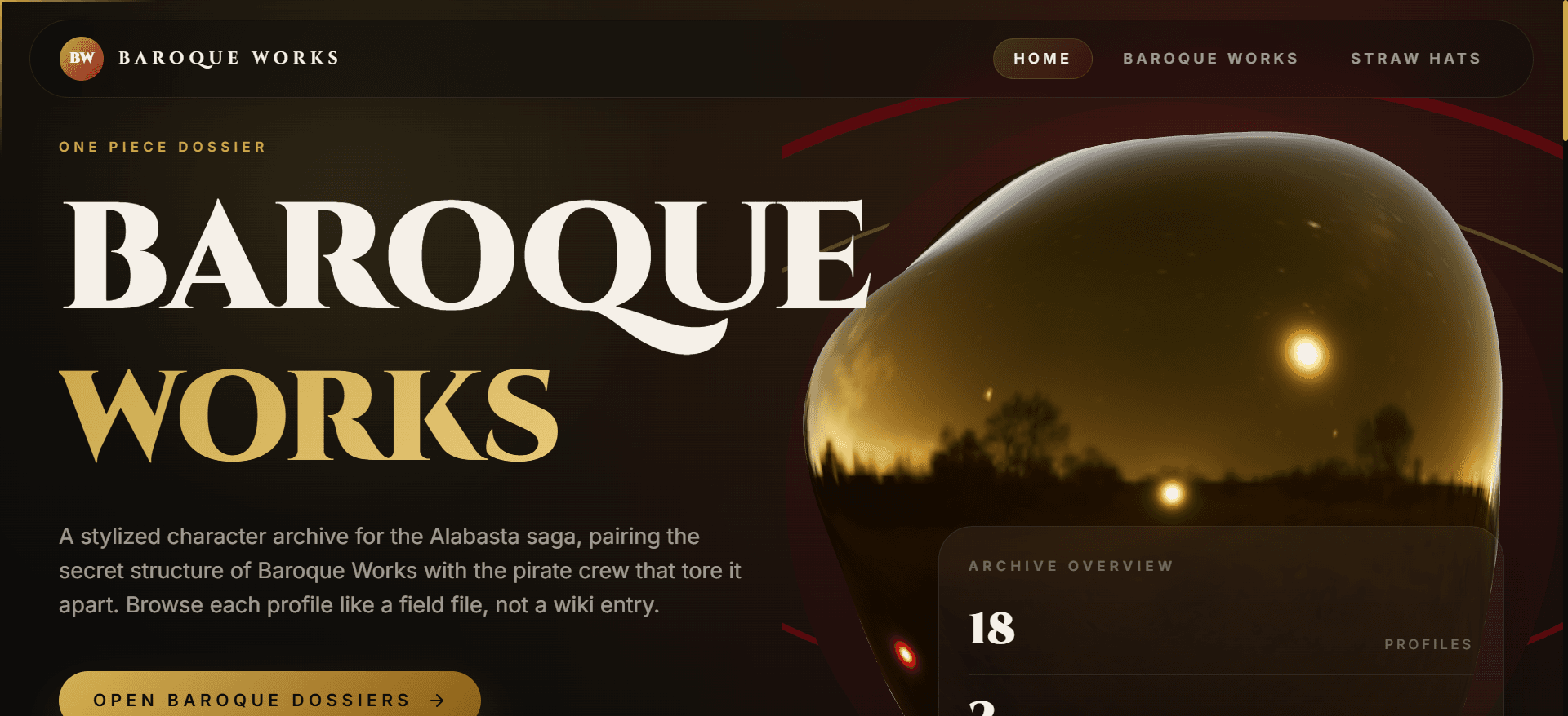 Homepage screenshot of Baroque Works